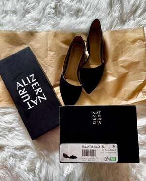 Naturalizer Samantha Black Leather Suede D’Orsay Pointed Flats 8.5 W EUC